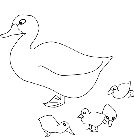 Mother Goose And Her Goslings Coloring Page